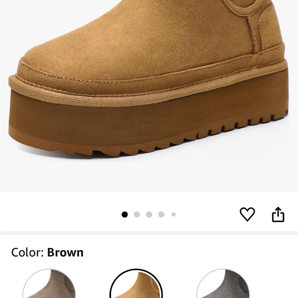 Brown Platform Slip-On Ankle Boots